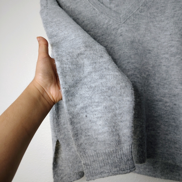 Lucky Brand Women's Gray V-Neck Wool Blend Softly Ribbed Knit Tunic Sweater Sz S - Picture 6 of 13